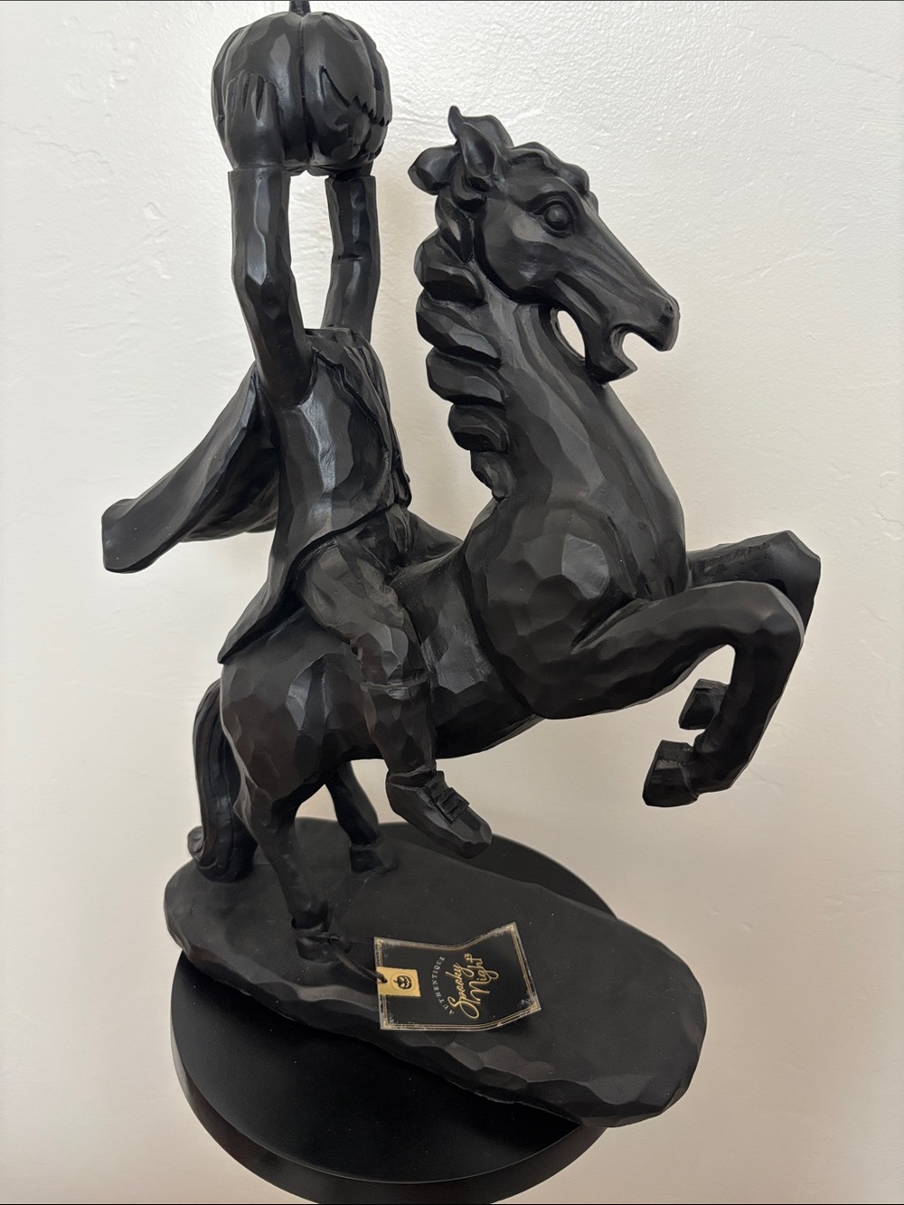 Black Resin Headless Horseman Sculpture - Decorative Home Art